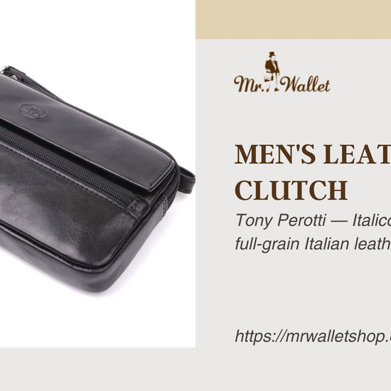Video review: Tony Perotti Italico 9405 nero men's black leather clutch with wrist strap