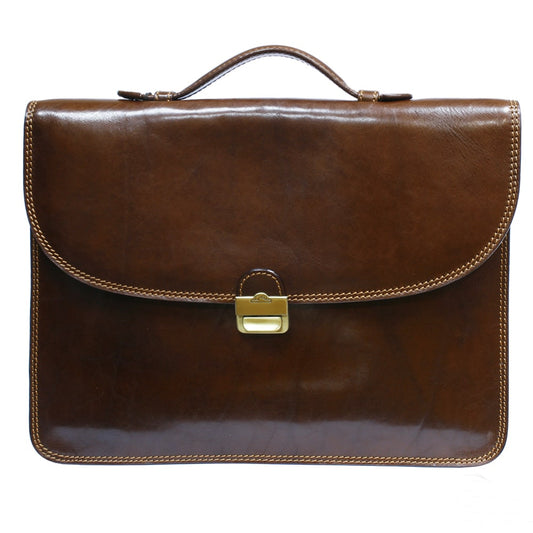 Briefcase men's leather brown Tony Perotti Italico 8091 cognac
