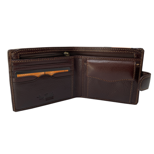 Dark brown leather bifold wallet interior — Tony Perotti Italico 2569A