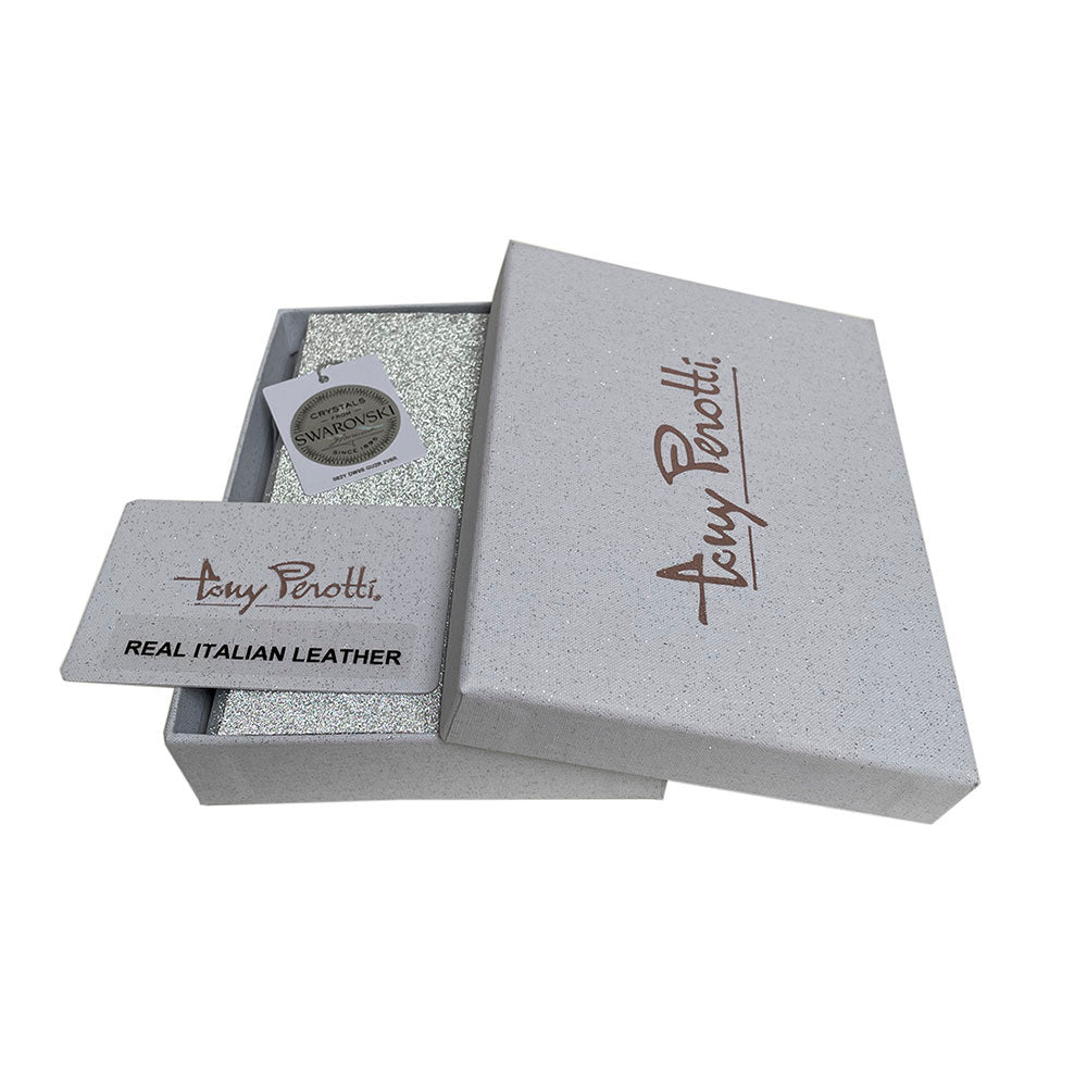 Tony Perotti Swarovski 1941L labelia — the white branded Tony Perotti gift box the key case comes in