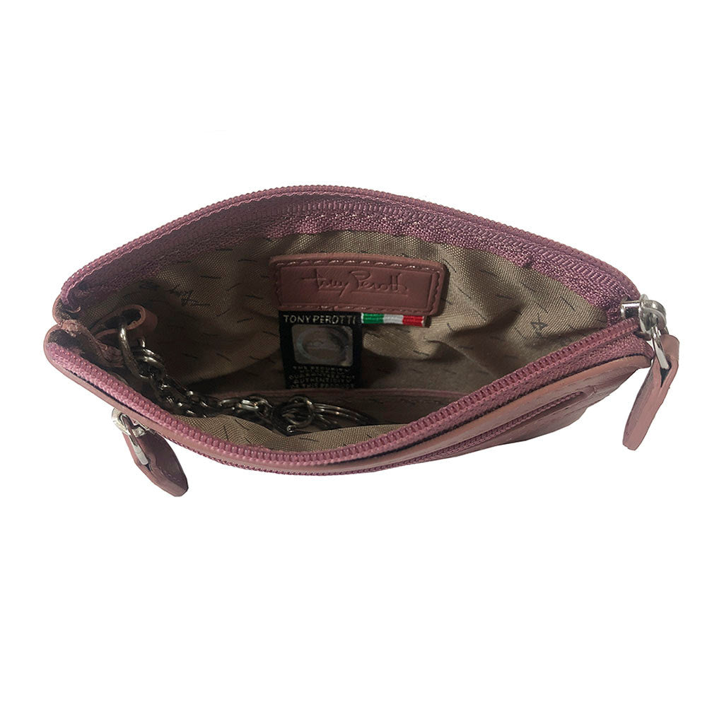Tony Perotti New Rainbow 359S rosa antico — opened: the beige brand-print lining and the sewn-in authenticity tag