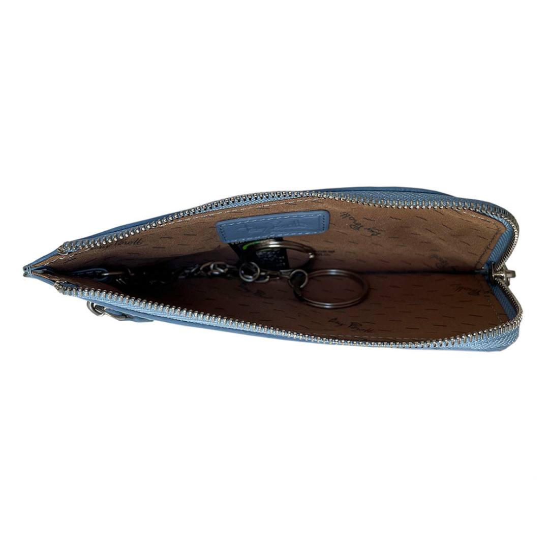 Tony Perotti Contatto 2376 baby — opened: the brown Tony Perotti signature lining and the two rings on chains inside