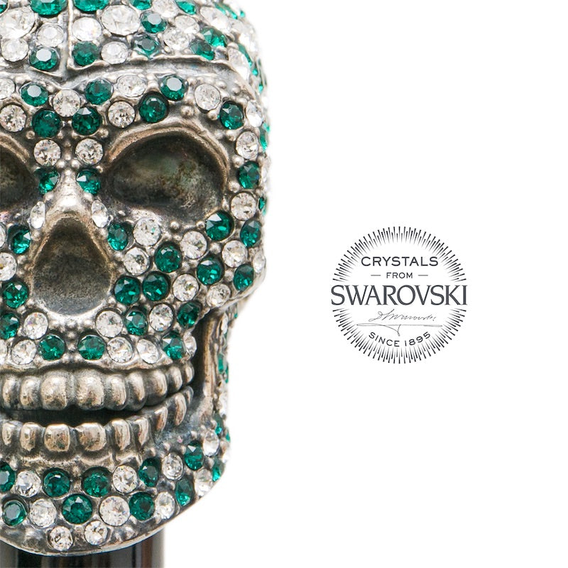 Crystal skull handle close-up with the Crystals from Swarovski seal
