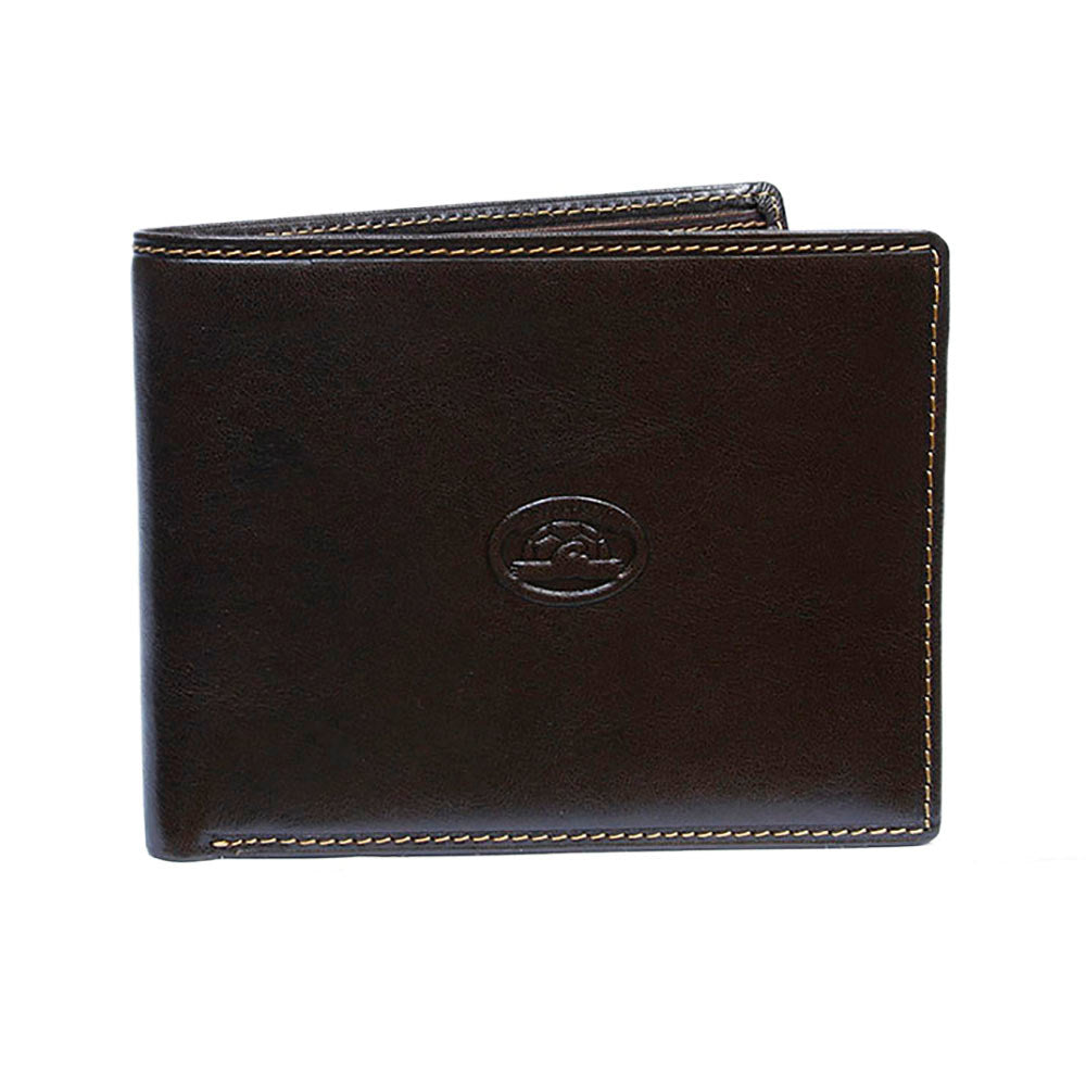 Tony Perotti Italico 537 moro wallet — closed back view with embossed turtle logo