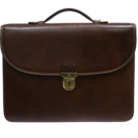 Briefcase men's leather brown Tony Perotti Italico 8091 moro