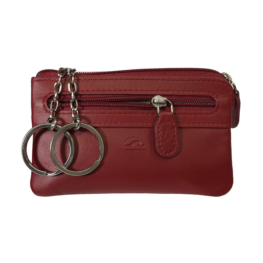 Tony Perotti New Rainbow 359S rosso — red leather key pouch with the two rings on chains pulled out