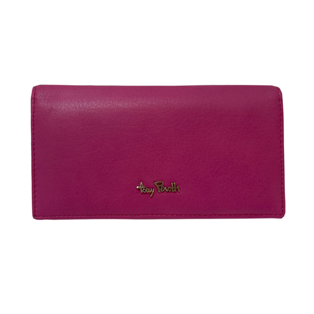 Tony Perotti Contatto 2770+rfid dalia women's fuchsia RFID flap wallet — front view