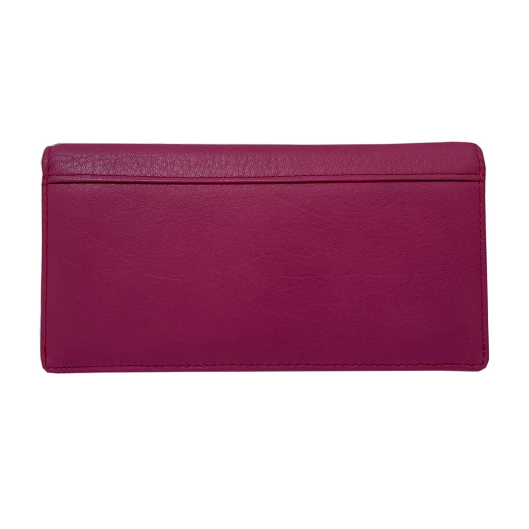 Tony Perotti fuchsia RFID flap wallet — closed back view