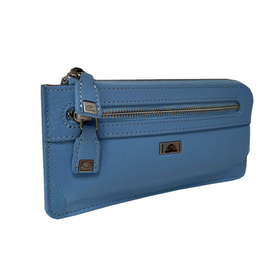 Tony Perotti Contatto 2376 baby — at an angle, showing the full-width zip pocket on the front and the side tab plaque