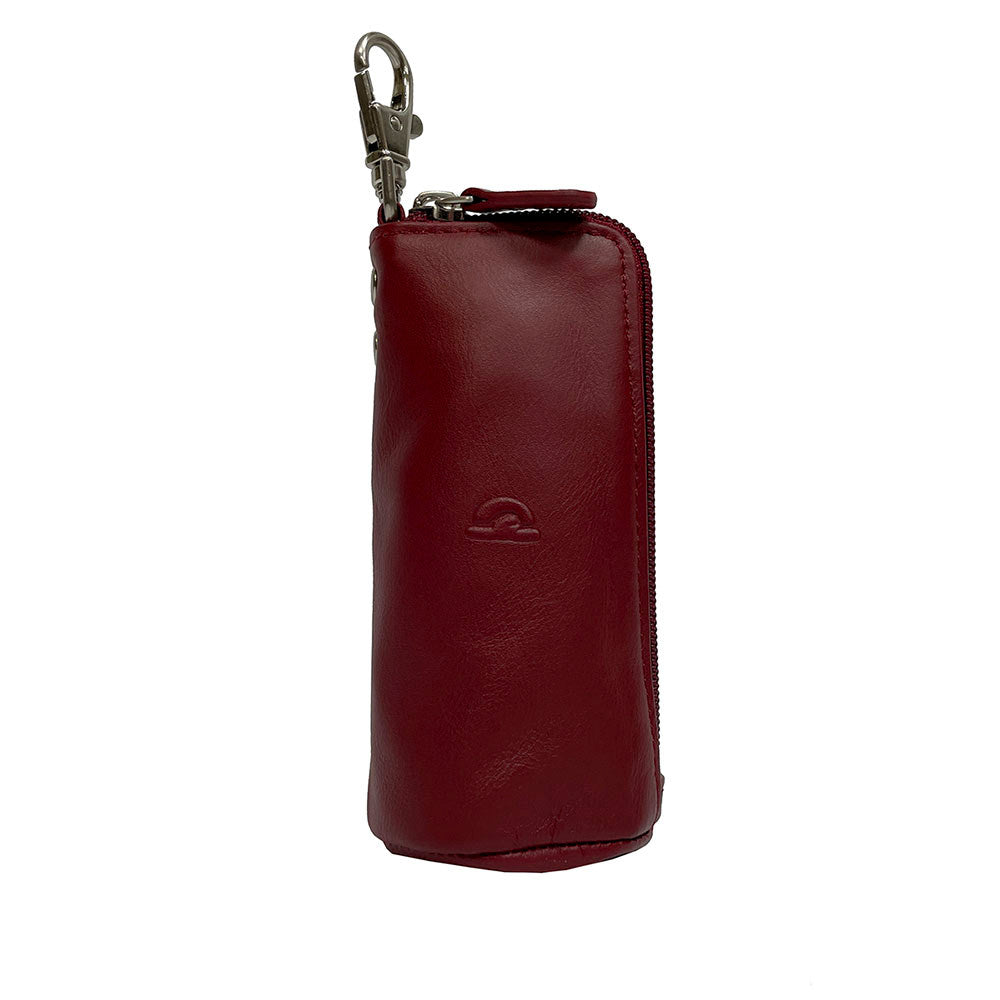 Tony Perotti New Rainbow 4025 rosso — red leather key case standing upright, the swivel snap hook on top and the embossed Tony Perotti turtle
