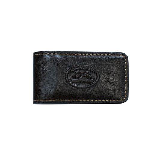 Black leather magnetic money clip, handcrafted in Italy — Tony Perotti Italico 1201