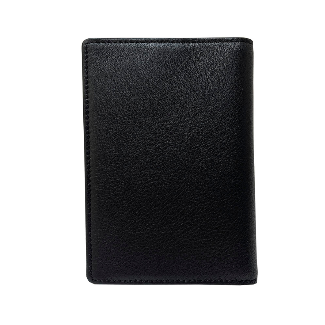 Back of the black leather passport cover Tony Perotti Contatto 2241 nero — plain pebbled leather with tonal stitching