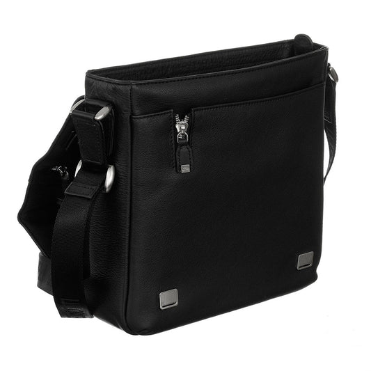 Side view of the black Contatto 9207-24 showing its 10 cm depth and the two metal flap catches