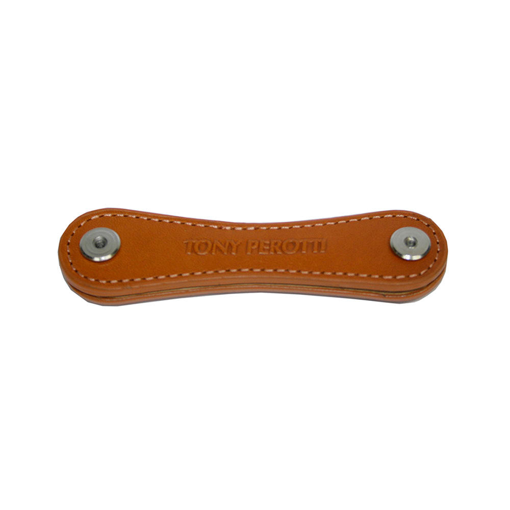 Tony Perotti Nevada KR-198 arancio — orange leather key organiser closed, «TONY PEROTTI» embossed between the two screw posts
