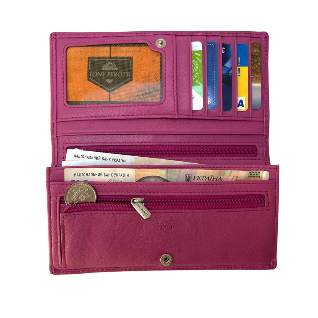 Open Tony Perotti Contatto 2770+rfid dalia wallet with 6 card slots and ID window