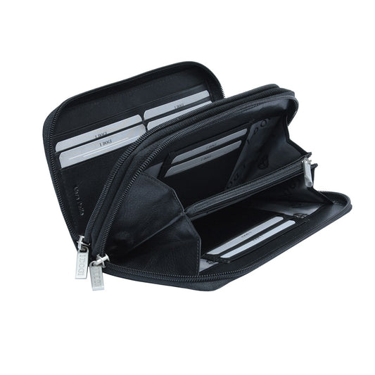 Portemonnee dames leer zwart Tony Perotti Cortina 5061 nero