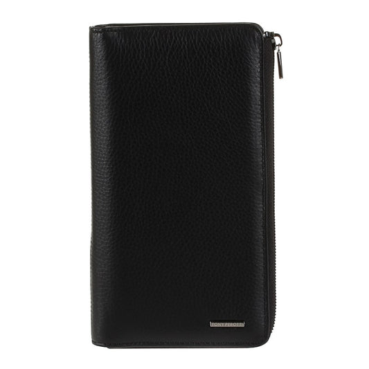 Wallet men's black leather zipped Tony Perotti New Contatto 2598 nero